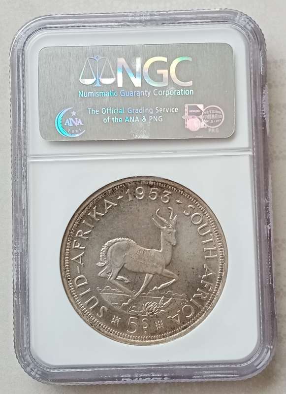 1953 Union proof 5 Shillings NGC PF64 (mintage: 5000)