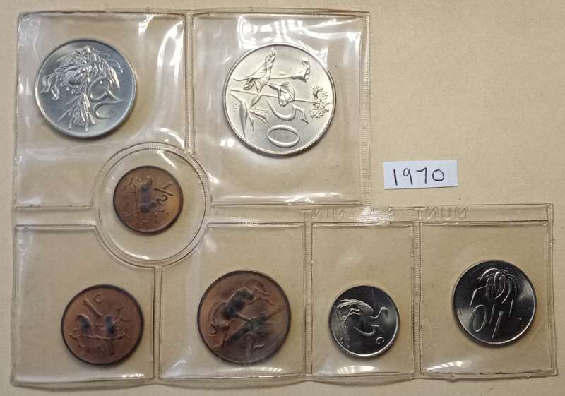 Partial 1970 uncirculated Mint set (50c-1/2c).