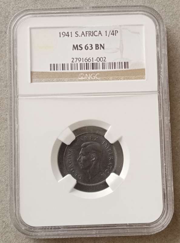 Scarcer 1941 union 1/4 Penny NGC MS63 BN (lower mintage)