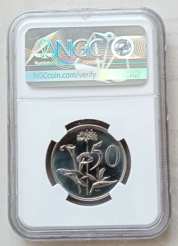 High grade 1965 Afrikaans proof 50c NGC PF67