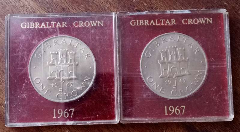 1967 Gibraltar crown in perspex case (lower mintage)