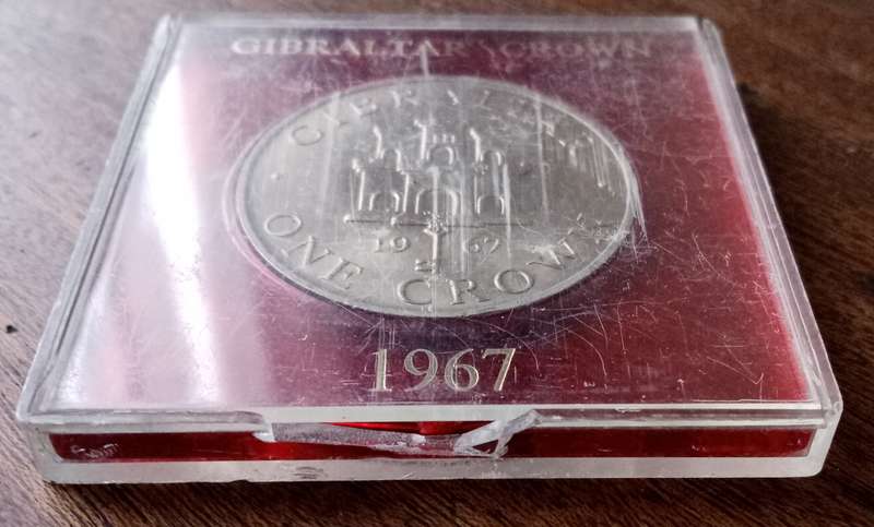 1967 Gibraltar crown in perspex case (lower mintage)