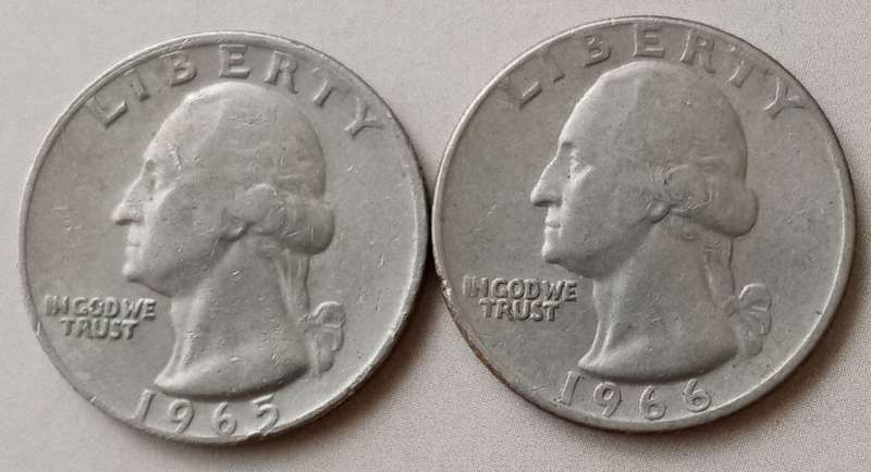 1965/1966 USA Washington quarter dollar set