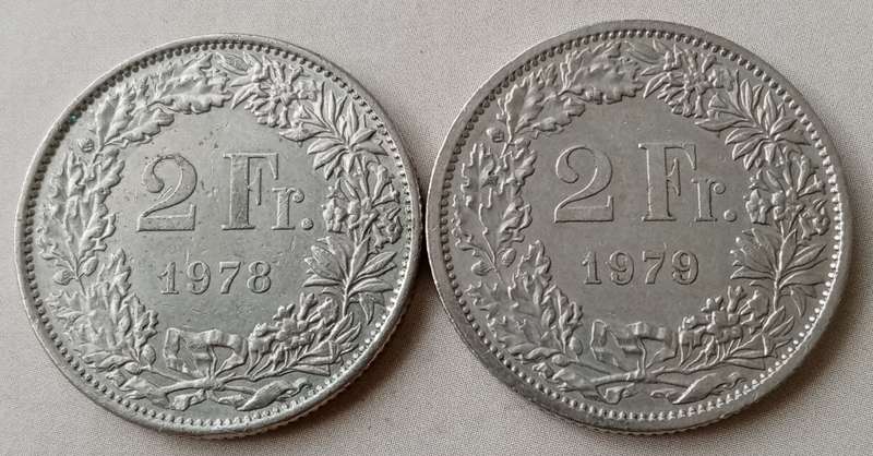 1978/1979 Switzerland 2 Francs set