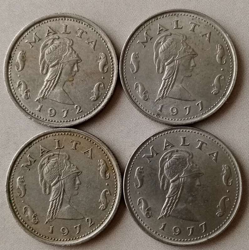 1972 and 1977 Malta 2c set