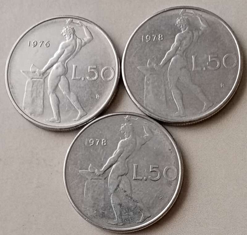 1976 and 1978 x2 Italy 50 Lire