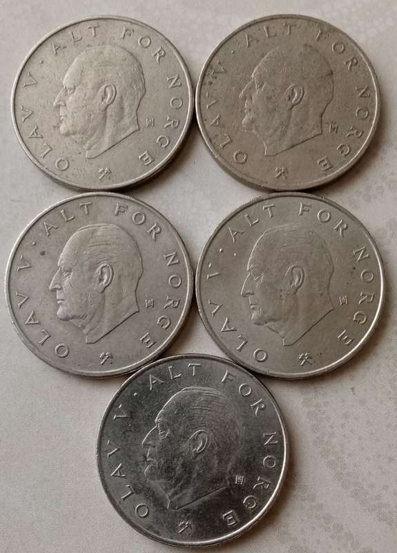 1974-1978 Norway 1 Krone set