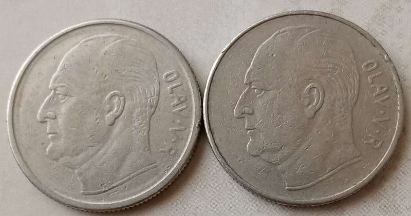 1968 and 1971 Norway 1 Krone set