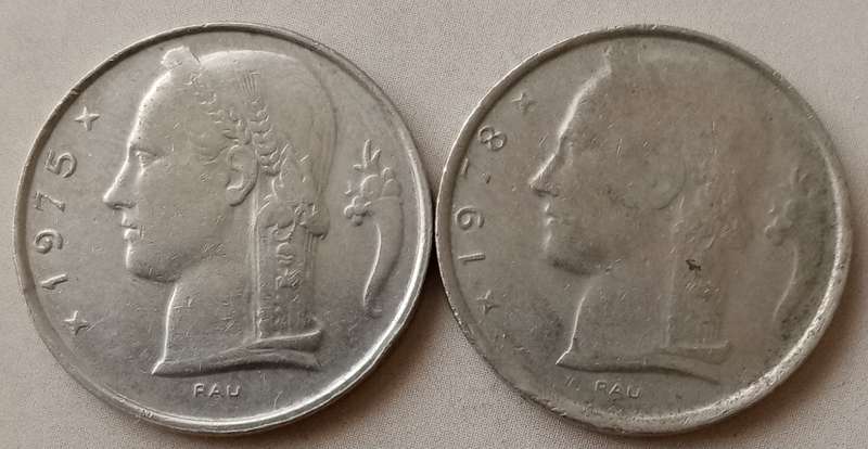 1975/1978 Belgium 5 Francs