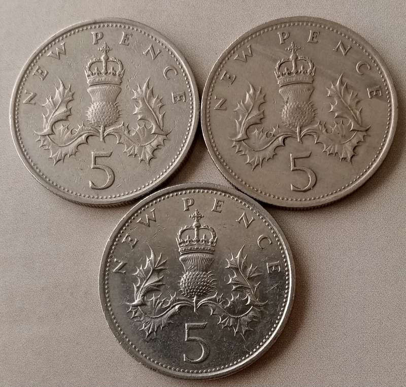 1969/1977/1980 British 5 New Pence set