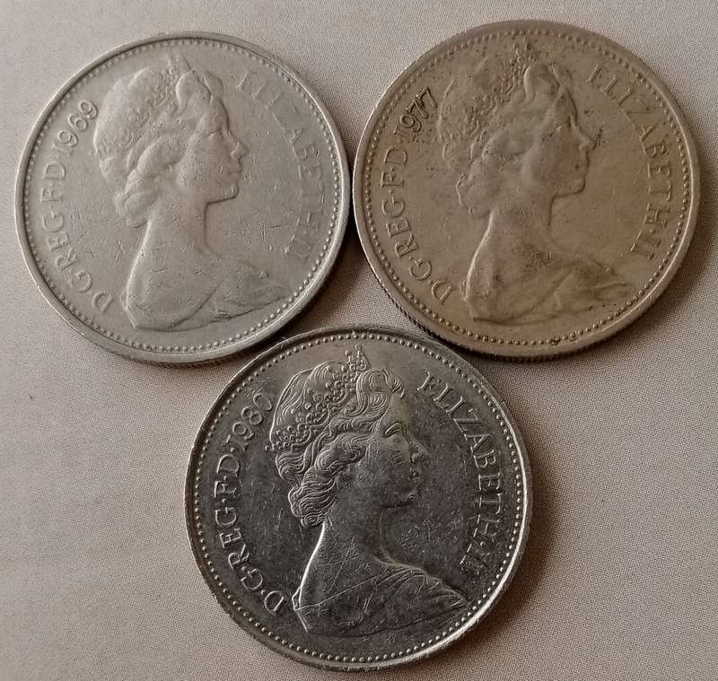 1969/1977/1980 British 5 New Pence set