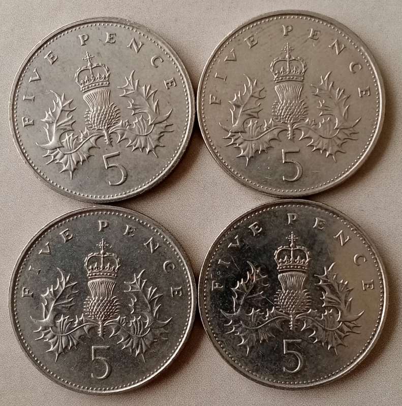 1988 x2 and 1989 x2 British 5 New Pence set