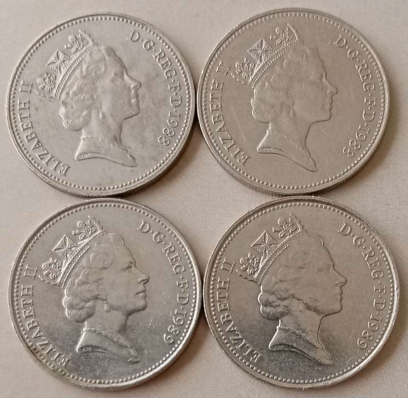 1988 x2 and 1989 x2 British 5 New Pence set