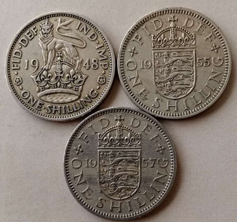 1948/1955/1957 British shilling set