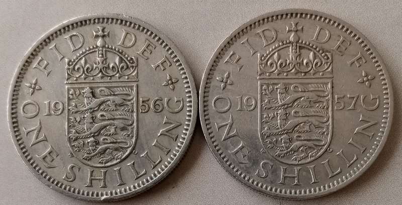 1956/1957 British shilling set