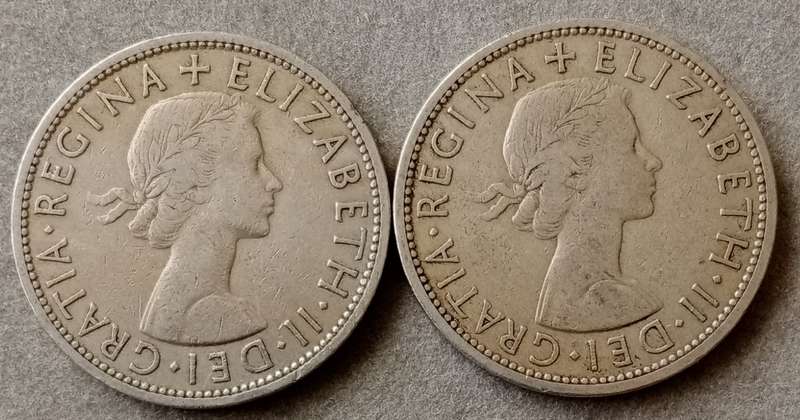 1955 and 1956 British half crown