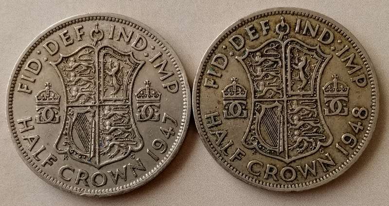 1947 and 1948 British half crown