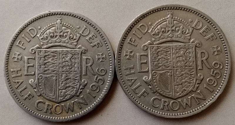 1956 and 1959 British half crown