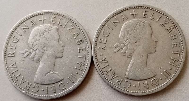 1956 and 1959 British half crown