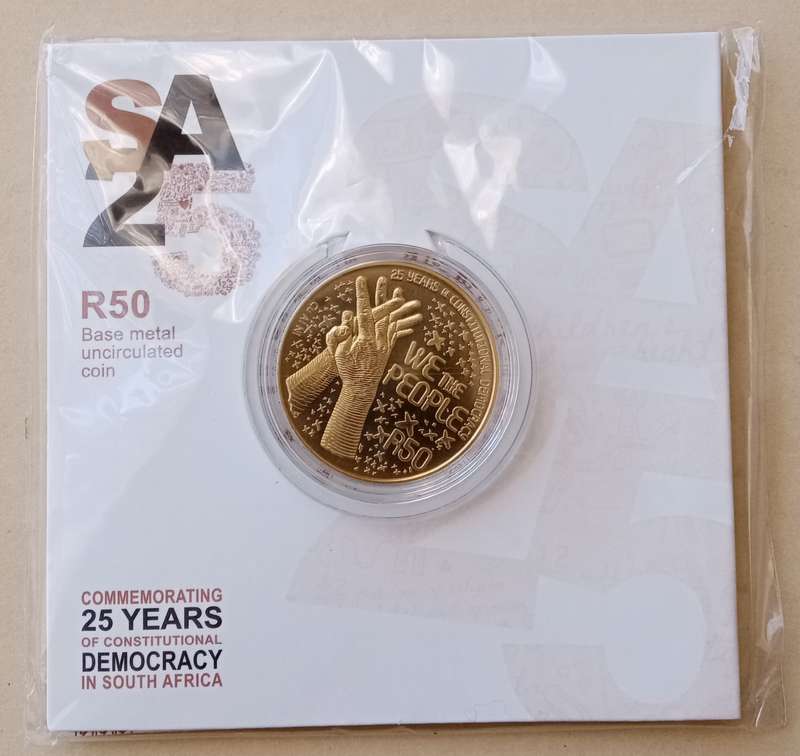 2019 Democracy uncirculated R50 coin.