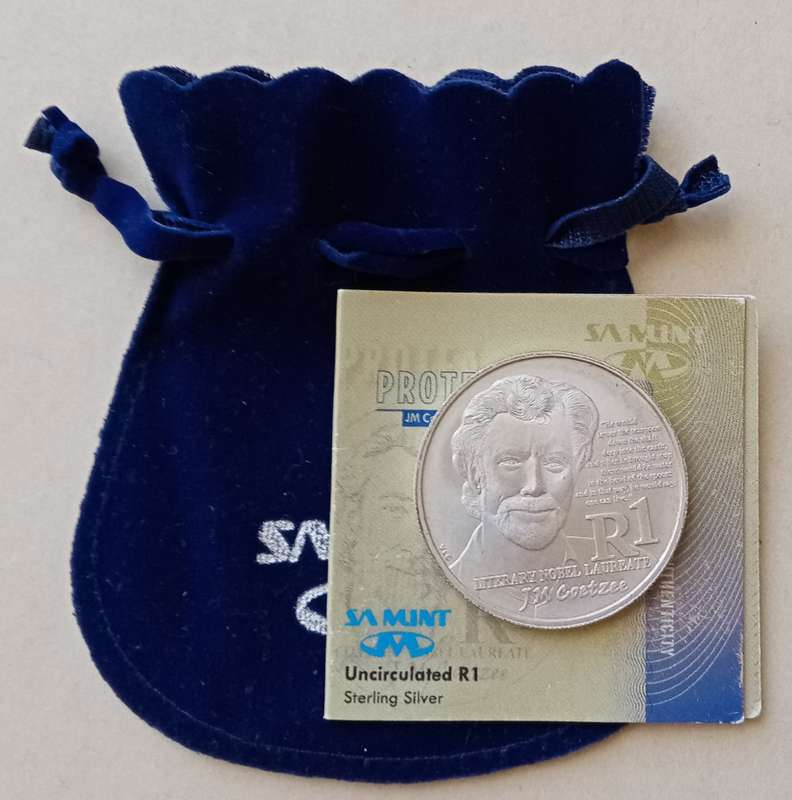 2011 J.M Coetzee uncirculated silver R1 in bag with certificate (mintage: 5057)