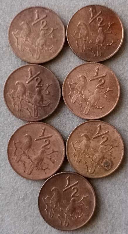 Lot of x7 Republic 1970 1/2c coins