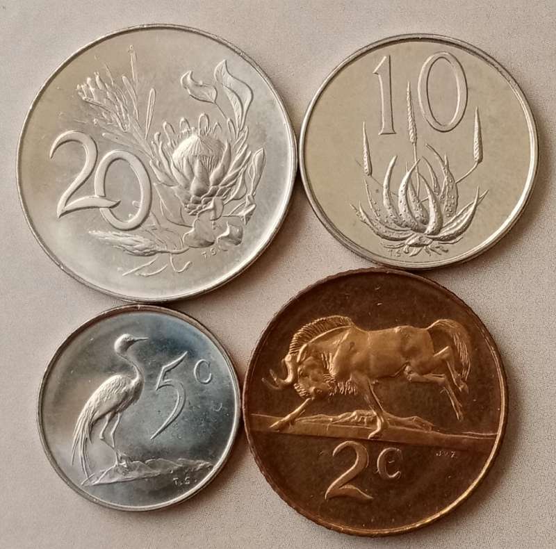 Set of x4 proof 1965 coins (20c-2c).