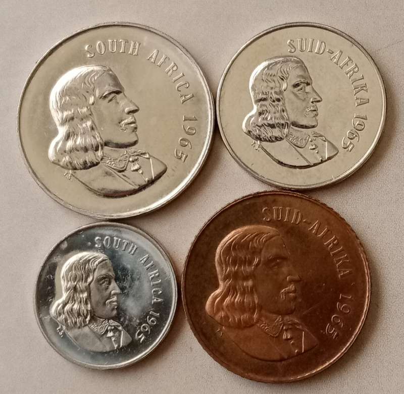 Set of x4 proof 1965 coins (20c-2c).