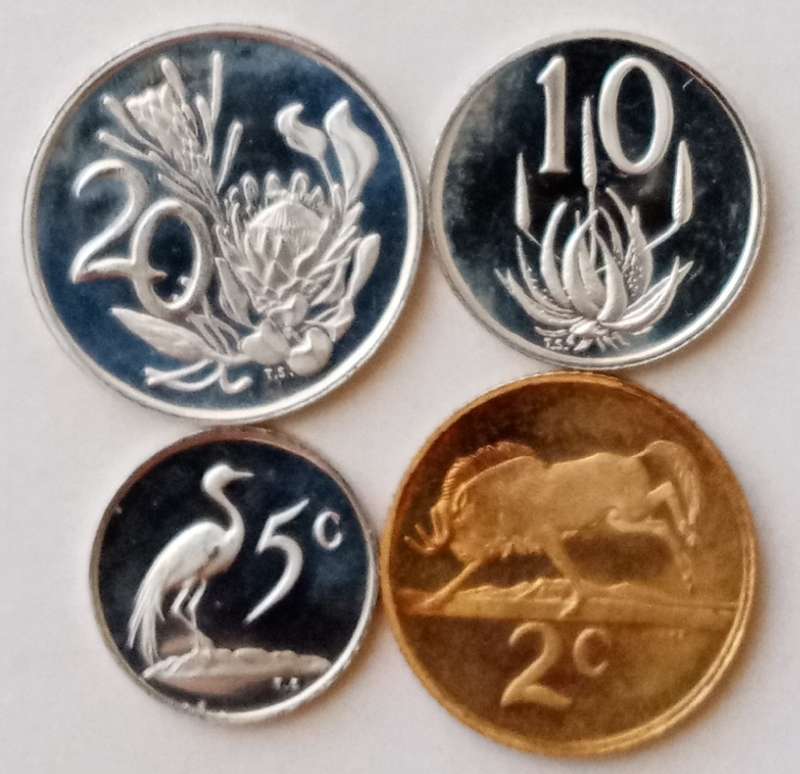 1984 Republic proof 20c-2c (4 coins)