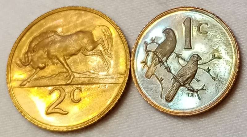 1978 Republic proof 2c and 1c set