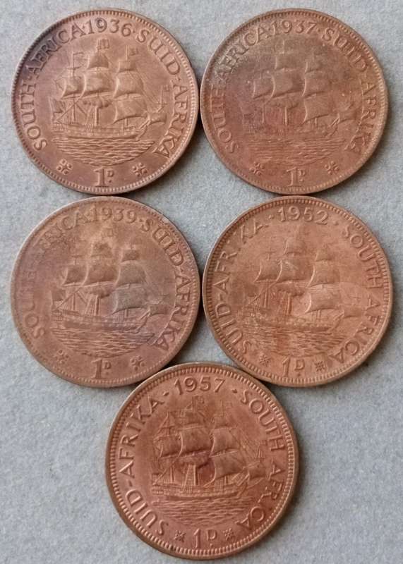 Lot of x5 union pennies (Details coins)