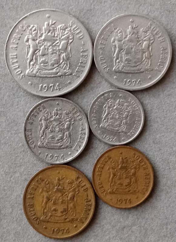1974 Republic 50c-1c set (6 coins)