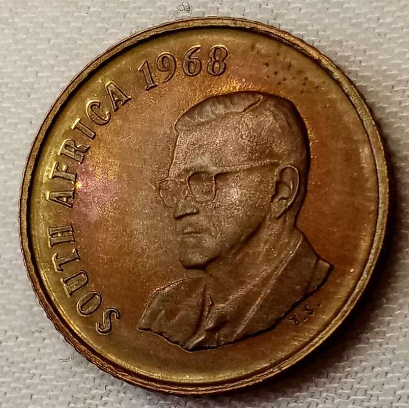 1968 Afrikaans proof 50c and English 1c