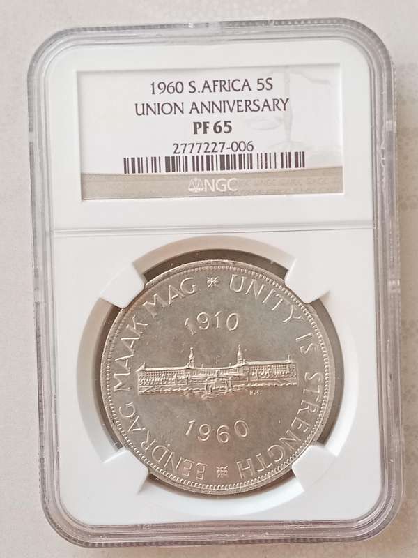 1960 Union proof silver 5 Shillings NGC PF65.