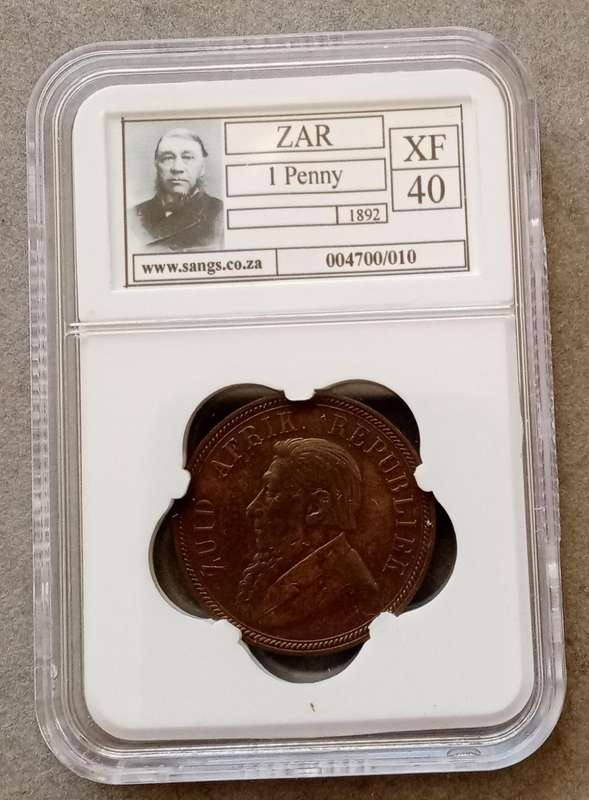 1892 ZAR Kruger Penny SANGS XF40