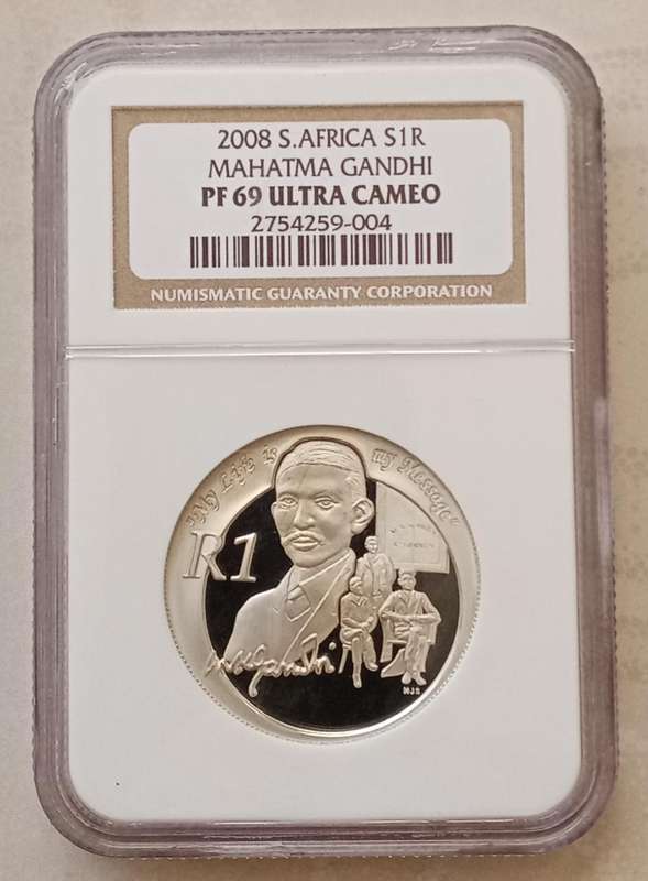 2008 Gandhi proof silver R1 NGC PF69 Ultra Cameo