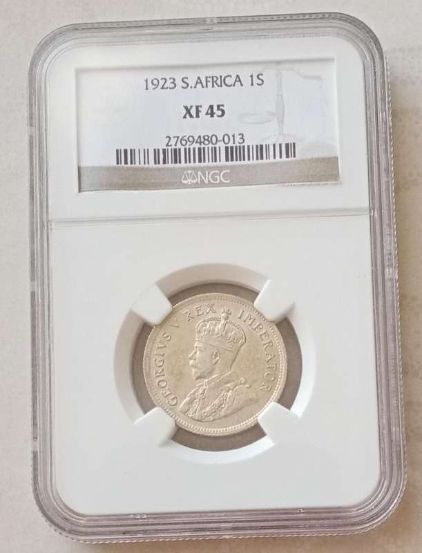1923 Union silver shilling NGC XF45