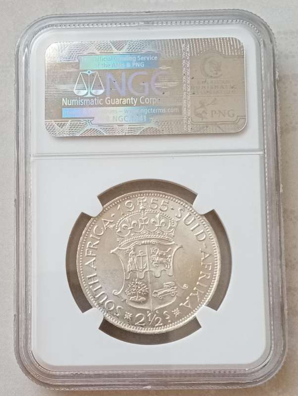 1955 Union silver 2 1/2 Shillings NGC MS62