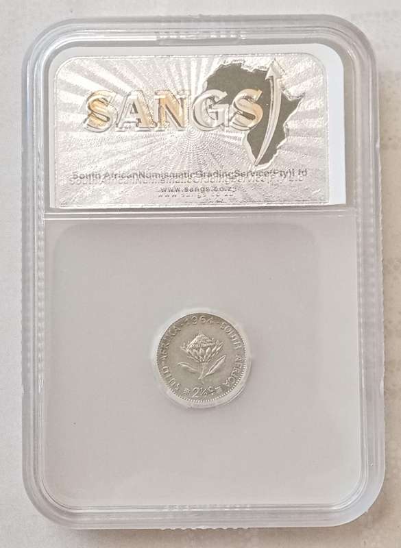 Scarcer 1964 silver 2 1/2c SANGS MS63 (low mintage).