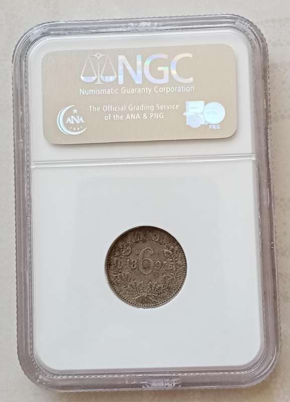1894 Kruger silver sixpence NGC XF45