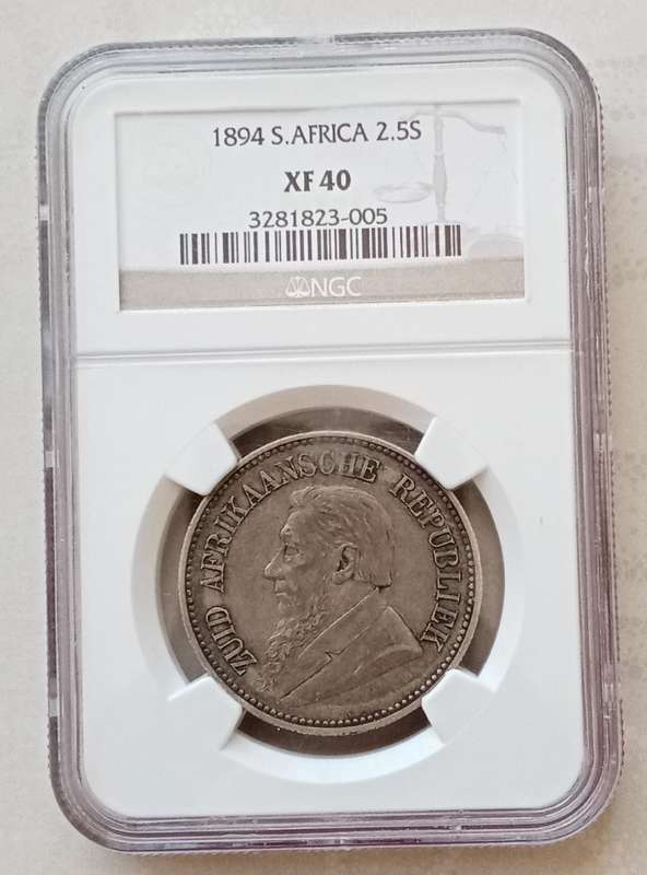 1894 ZAR Kruger silver 2 1/2 Shillings NGC XF40