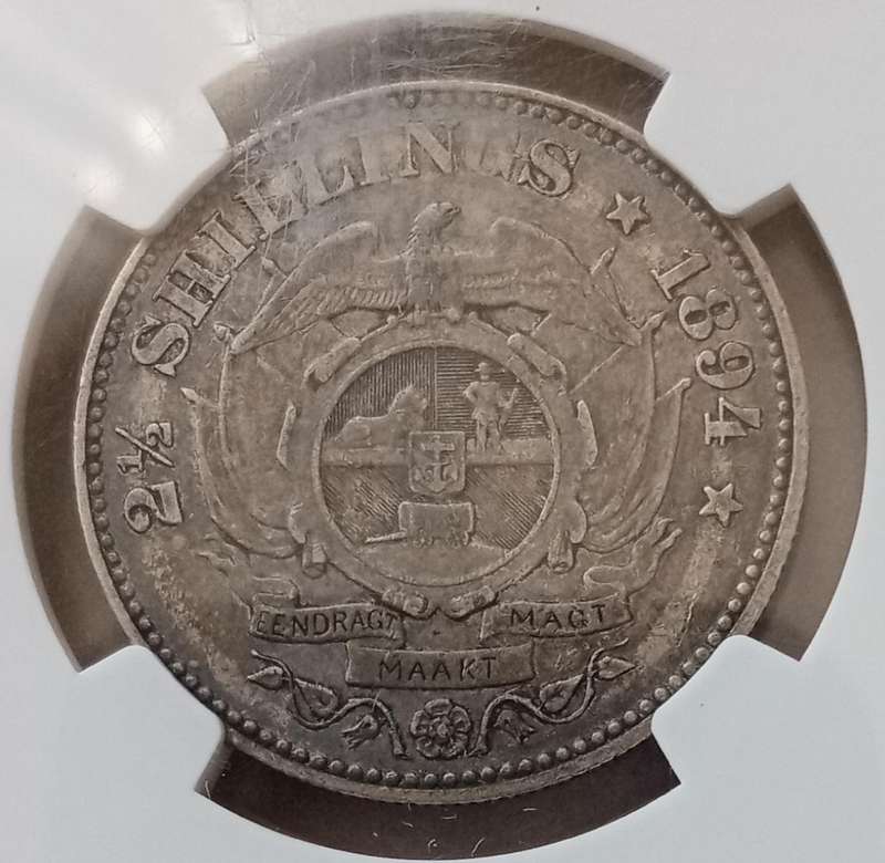 1894 ZAR Kruger silver 2 1/2 Shillings NGC XF40