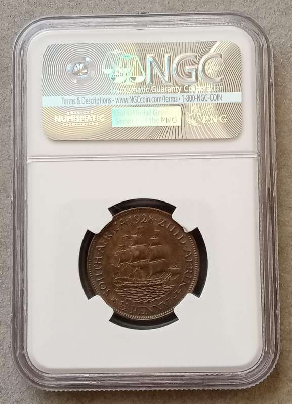 High grade 1928 Union 1/2 penny NGC AU55 BN