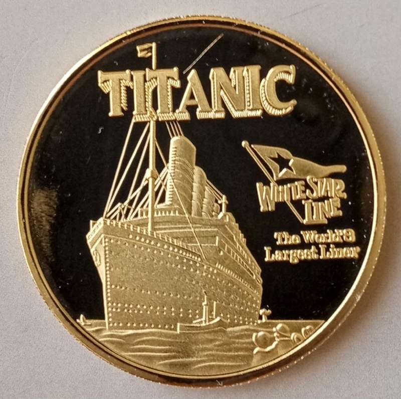 Titanic White Star Line commemorative novelty coin - Golden colour (40mm)