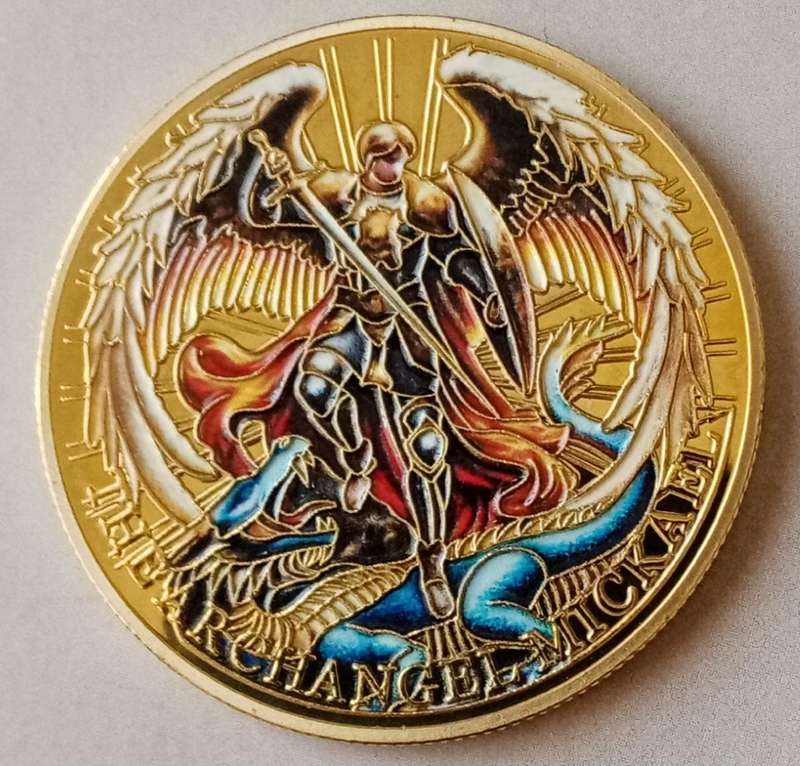 Archangel Michael commemorative novelty coin with inspirational bible verse - (40mm)