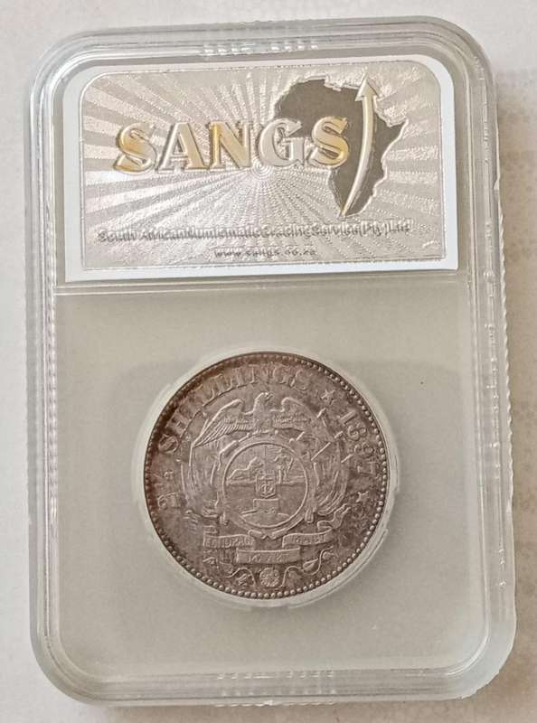 1897 ZAR Kruger silver 2 1/2 Shillings SANGS AU53