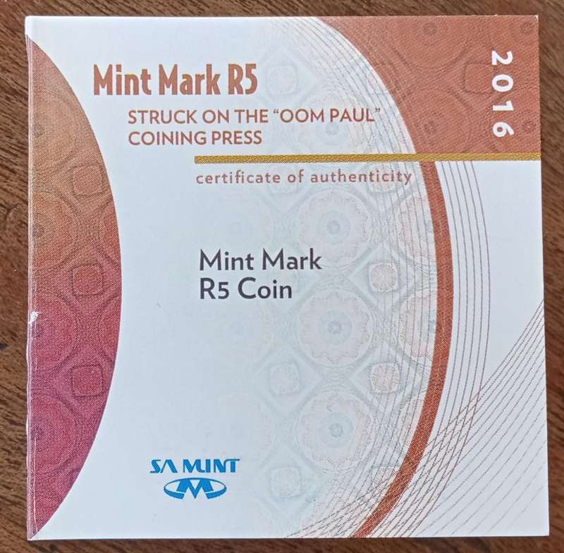 2016 Oom Paul Mintmark proof R5 in box with certificate (mintage: 392)