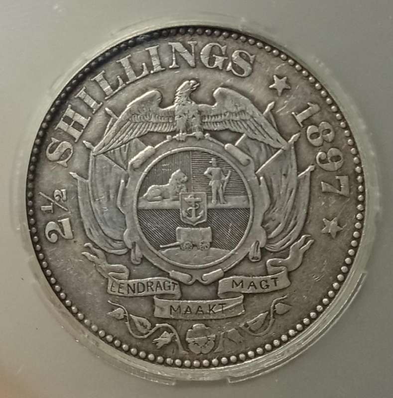 1897 ZAR Kruger silver 2 1/2 Shillings SANGS AU50