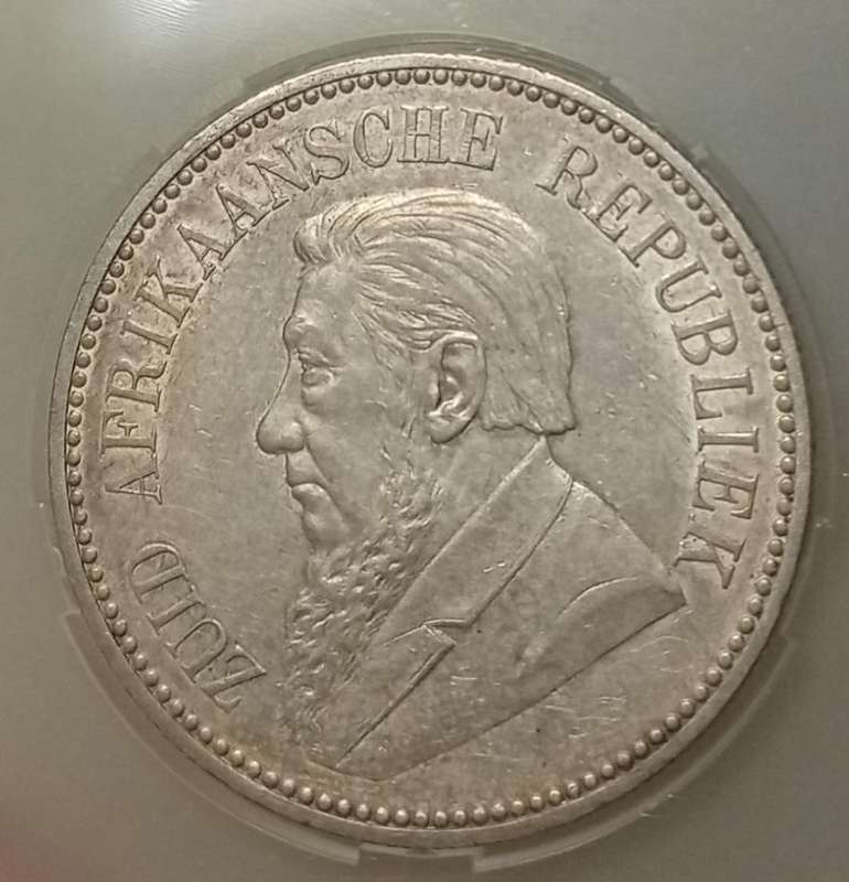 1897 ZAR Kruger silver 2 1/2 Shillings SANGS AU53