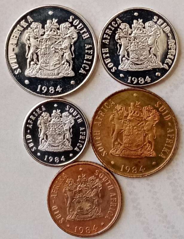1984 Republic proof 20c-1c (5 coins)